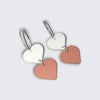 Pendientes Doble Corazón en Colores Blanco y Melocotón Fabricados en 3D.